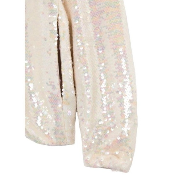 Zara Sequined Bomber Jacket In Beige Size Small - Picture 10 of 15